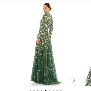 Mac Dugall EMBELLISHED HIGH NECK LONG SLEEVE A LINE GOWN